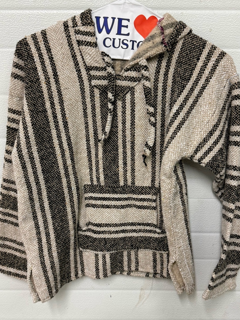 Vel-Mex Striped Baja Pullover Sweater in Cream and Black